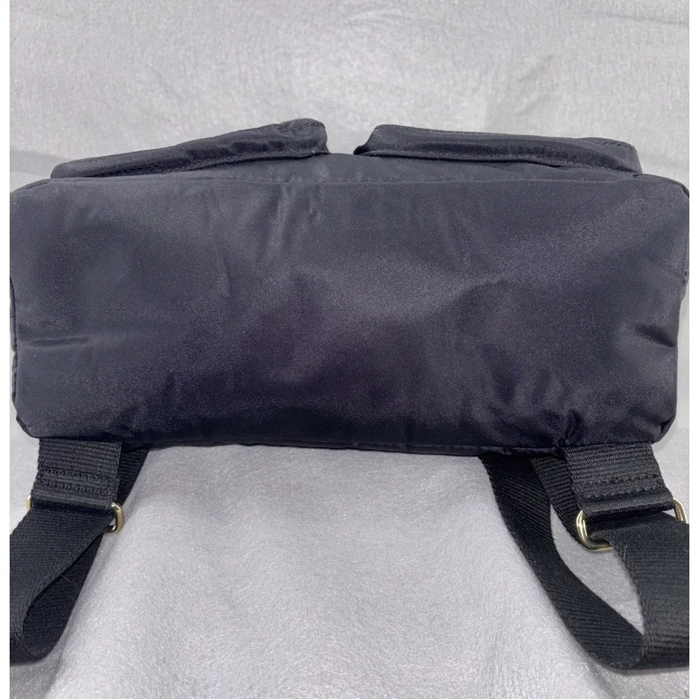 Kipling Black Nylon Messenger Style Backpack Gold Tone Hardware K19086 EUC 12X12